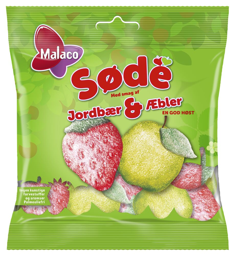 Malaco Søde Jordbær & Æbler 120g